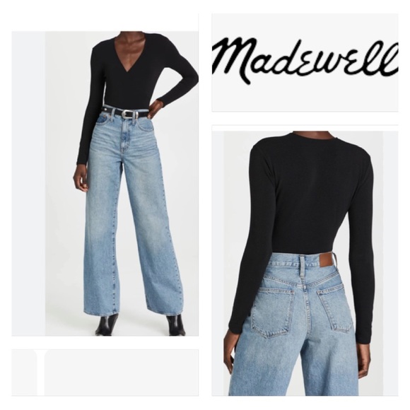 Madewell Wrap Thong Bodysuit in True Black Size L - Picture 5 of 12